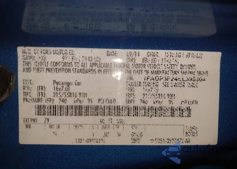 2014 Ford Focus Se z USA, uszkodzony, nr VIN 1FADP3F24EL395304